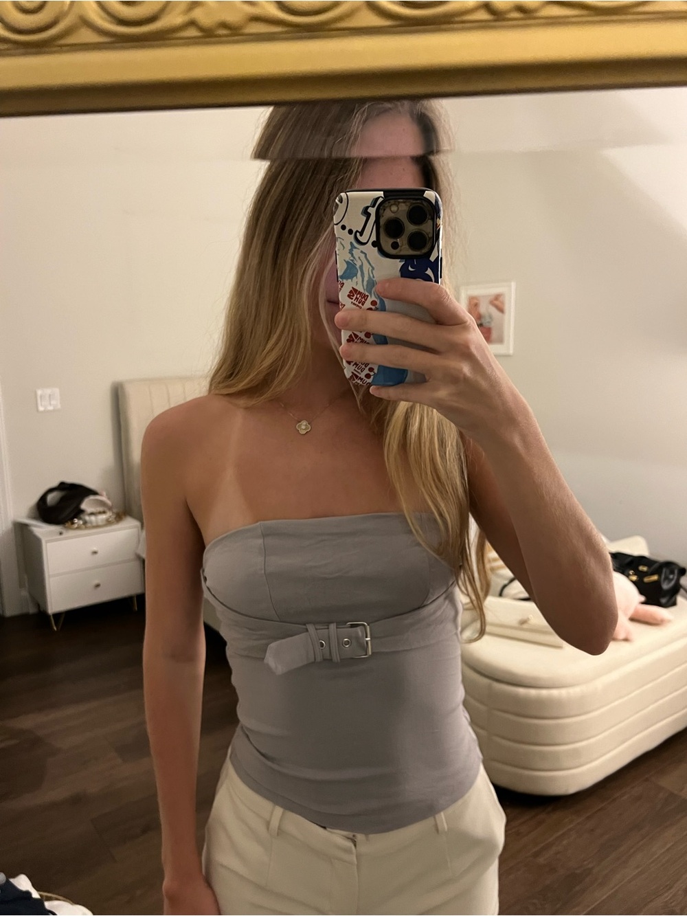 superdown Lilac Strapless Tube Top with Zip Detail